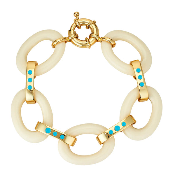 ASHA Ivory Link Bracelet, Turquoise-ASHA