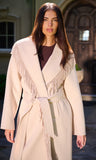 Jenny Fringe Wool Coat, Soft Beige