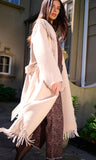 Jenny Fringe Wool Coat, Soft Beige