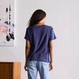 Suke Contrast Heart Tee, Indigo/ White-Kerri Rosenthal