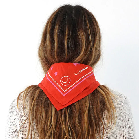 KR Drippy Heart Bandana, Lobster-Kerri Rosenthal