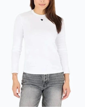 KR Long Sleeve Rib Tee, White-Kerri Rosenthal