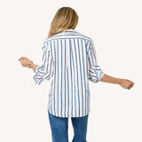 Mia Mr.Sharpie Stripe Shirt, White-Indigo Blue-Kerri Rosenthal