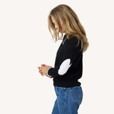 Patchwork Cotton Pullover, Black