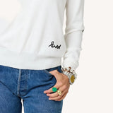 Patchwork Cotton Pullover, White-Kerri Rosenthal