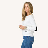 Patchwork Cotton Pullover, White-Kerri Rosenthal