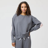 Kerri Rosenthal Boyfriend Sweatshirt Heart, Carbon-Kerri Rosenthal