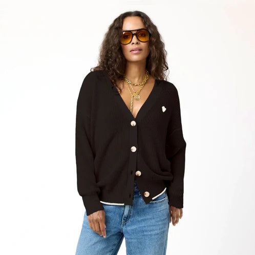 Kerri Rosenthal Slouchy Cardigan, Black-Kerri Rosenthal