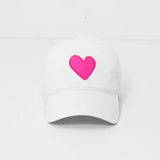 KR Imperfect Heart Hat, White/ LT Neon Pink-Kerri Rosenthal