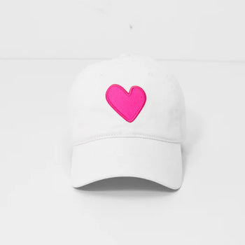 KR Imperfect Heart Hat, White/ LT Neon Pink-Kerri Rosenthal