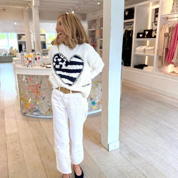 Kerri Rosenthal Boyfriend US of Love Sweater, White-Kerri Rosenthal