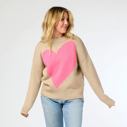 Benton Cashmere Sweater Imperfect Heart, Taupe-Kerri Rosenthal