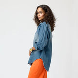 Lightweight Denim Shirt, True Denim-Kerri Rosenthal