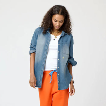 Lightweight Denim Shirt, True Denim-Kerri Rosenthal