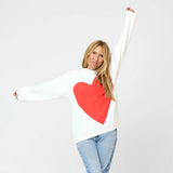 Kerri Rosenthal Benton Imperfect Heart Sweatshirt, White-Kerri Rosenthal