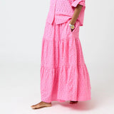 Kerri Rosenthal Gabrielle Eyelet Skirt, Neon Pink-Kerri Rosenthal