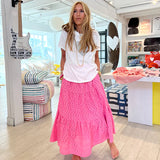 Kerri Rosenthal Gabrielle Eyelet Skirt, Neon Pink-Kerri Rosenthal