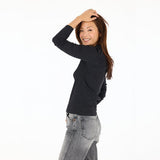 Kerri Rosenthal Long Sleeve Rib Tee, Black-Kerri Rosenthal