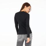 Kerri Rosenthal Long Sleeve Rib Tee, Black-Kerri Rosenthal
