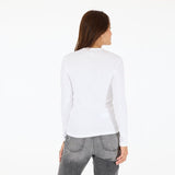 Kerri Rosenthal Long Sleeve Rib Tee, White-Kerri Rosenthal