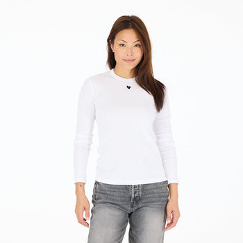 Kerri Rosenthal Long Sleeve Rib Tee, White-Kerri Rosenthal