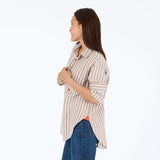 Kerri Rosenthal Jack Stripe Flannel Shirt, Steel Blue-Brown-Kerri Rosenthal