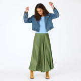 Kerri Rosenthal Ali Maxi Skirt, Army Green-Kerri Rosenthal