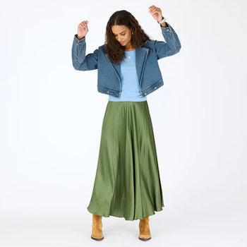 Kerri Rosenthal Ali Maxi Skirt, Army Green-Kerri Rosenthal