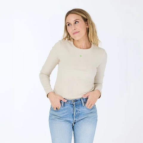 KR Long Sleeve Rib Tee, Light Mushroom-Kerri Rosenthal