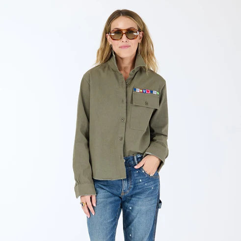 KR Pia Love Brigade Shirt, Army Green-Kerri Rosenthal