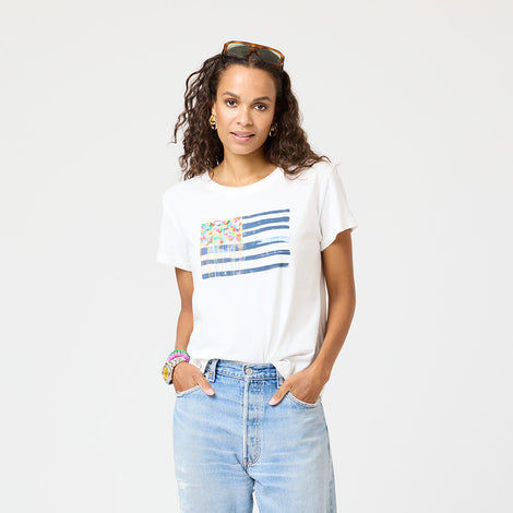 Kerri Rosenthal Suke US of Love Tee, White-Kerri Rosenthal