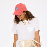 Imperfect Heart Hat, Poppy Red-Denim Blue-Kerri Rosenthal