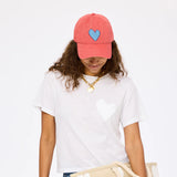 Imperfect Heart Hat, Poppy Red-Denim Blue-Kerri Rosenthal