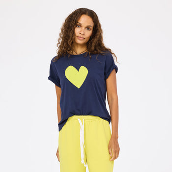 Suke Imperfect Heart Tee, Indigo Blue-Cactus-Kerri Rosenthal