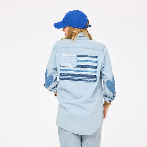 Mia U.S. Of Love Shirt, Light Wash-Kerri Rosenthal