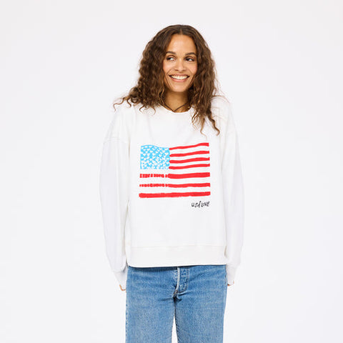 Ex-Boyfriend U.S. Of Love Sweatshirt, White-Kerri Rosenthal