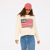 Soulcycle X Kr Roll Neck U.S. Of Love Sweater, Ecru-Kerri Rosenthal