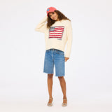 Soulcycle X Kr Roll Neck U.S. Of Love Sweater, Ecru-Kerri Rosenthal