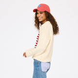 Soulcycle X Kr Roll Neck U.S. Of Love Sweater, Ecru-Kerri Rosenthal