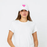 KR Imperfect Heart Hat, White/ LT Neon Pink-Kerri Rosenthal