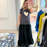 KR Suke Imperfect Heart Tee, Anthracite-Natural