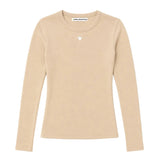 KR Long Sleeve Rib Tee, Camel-Kerri Rosenthal