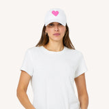 Imperfect Heart Hat, White / Neon Pink-Kerri Rosenthal