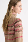 Fairisle Zip Mock Cardigan, Scotch Multi