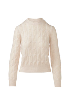 Plaited Cable Crew, Sandstone/Ivory-Kinross Cashmere