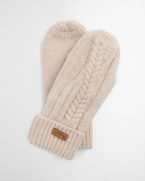 Barbour Elsdon Knitted Mittens, Eggshell-Barbour