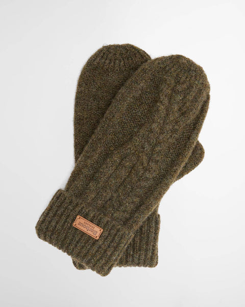 Barbour Elsdon Knitted Mittens, Olive-Barbour