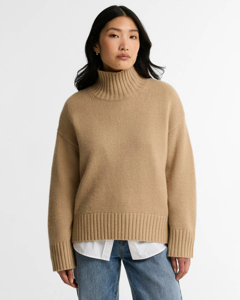 Barbour Woodhouse Cashmere Blend Funnel Neck Knitted Jumper, Warm Trench-Barbour