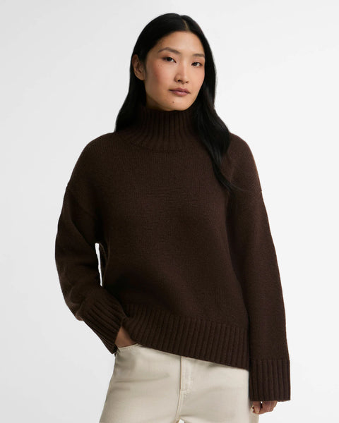 Barbour Woodhouse Cashmere Blend Funnel Neck Knitted Jumper, Rustic-Barbour