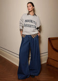 FD The Embroidery Collegiate Sweatshirt, Heather Grey/Navy-Favorite Daughter